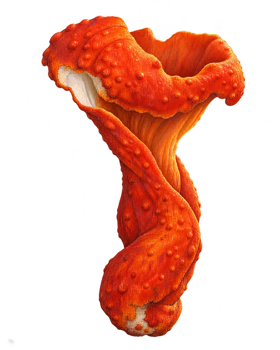 Illustration of Lobster Mushroom (Hypomyces lactifluorum)