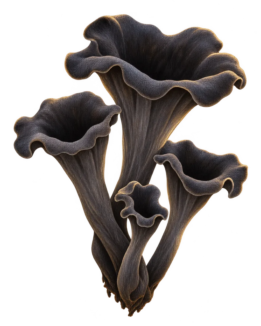 Illustration of Black Trumpet (Craterellus cornucopioides)