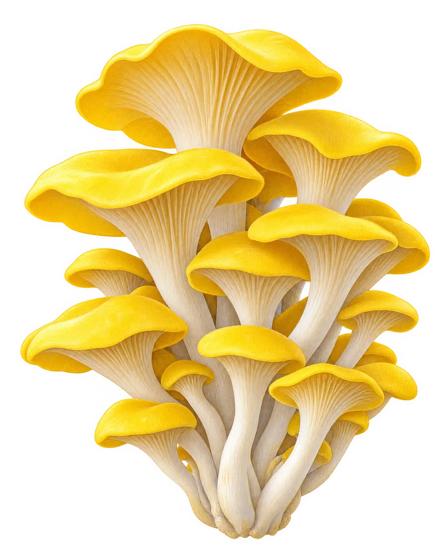 Illustration of Golden Oyster (Pleurotus citrinopileatus)